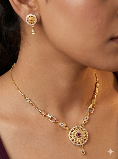 Sunara Royale Gold-Plated Pendant Necklace Set