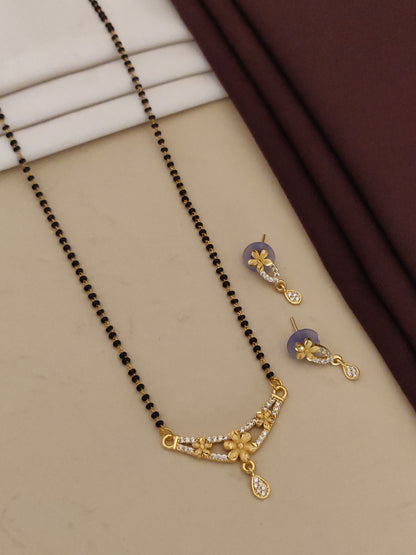 Forming And Diamond High Gold Plated Flower Mangalsutra