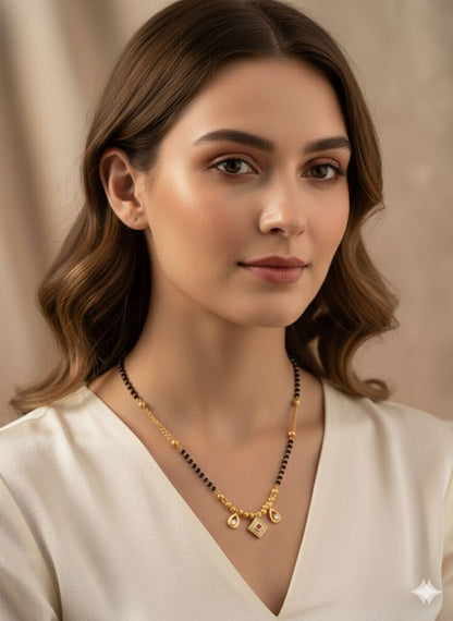 Daily Wear Micro Gold Plated And Stone Mangalsutra Necklace