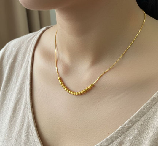 Micro Gold Plated Daily Wear Fancy Ball Chain Necklace And Bracelet Set
