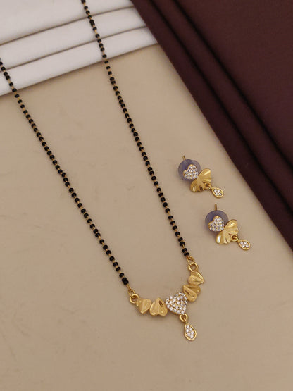 Micro Gold Plated And Diamond Studded Fancy Pack Of 3 Designer Mangalsutra