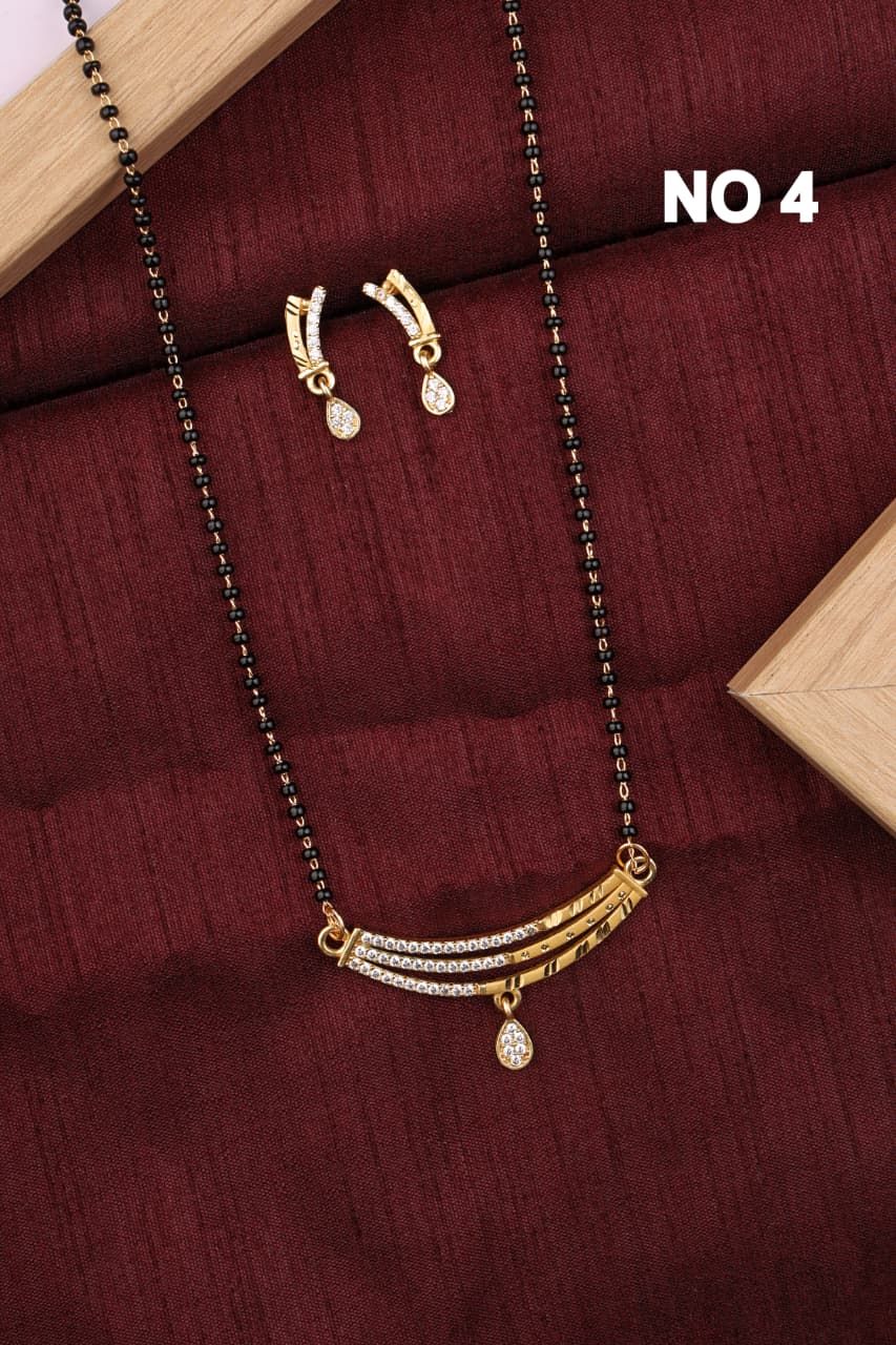 Forming And Diamond High Gold Plated 3 Line Mangalsutra