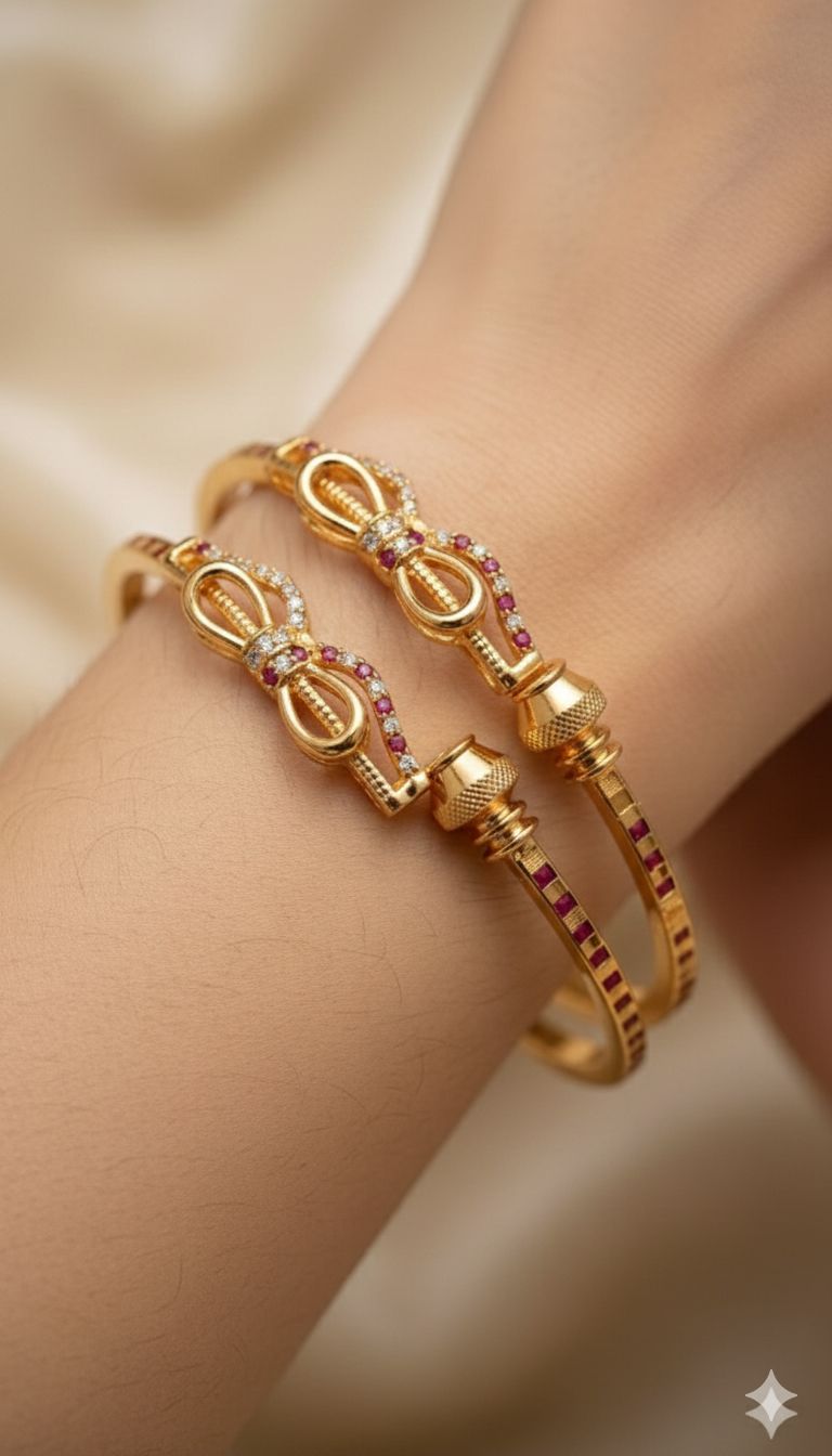 Infinity Glow Diamond & Ruby Adjustable Bangle