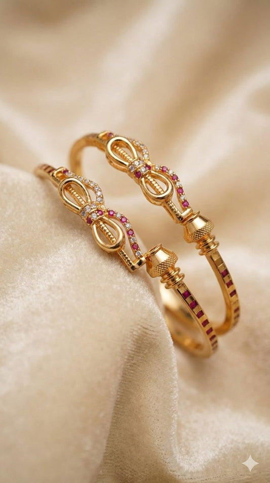 Infinity Glow Diamond & Ruby Adjustable Bangle