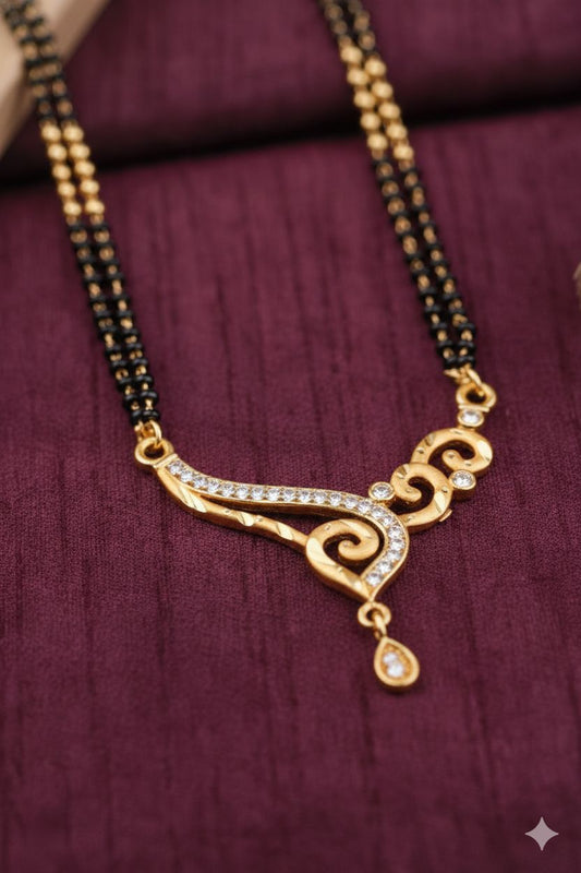 Micro Gold Plated And Diamond Studded Fancy 24 Inches Mangalsutra