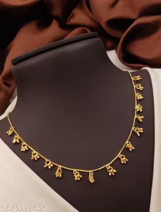 Micro Gold Plated And Diamond Studded Fancy Pearl Drop Fancy  18 Inches Chain And Bracelet Combo