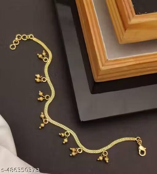 Micro Gold Plated And Diamond Studded Fancy Pearl Drop Fancy  18 Inches Chain And Bracelet Combo