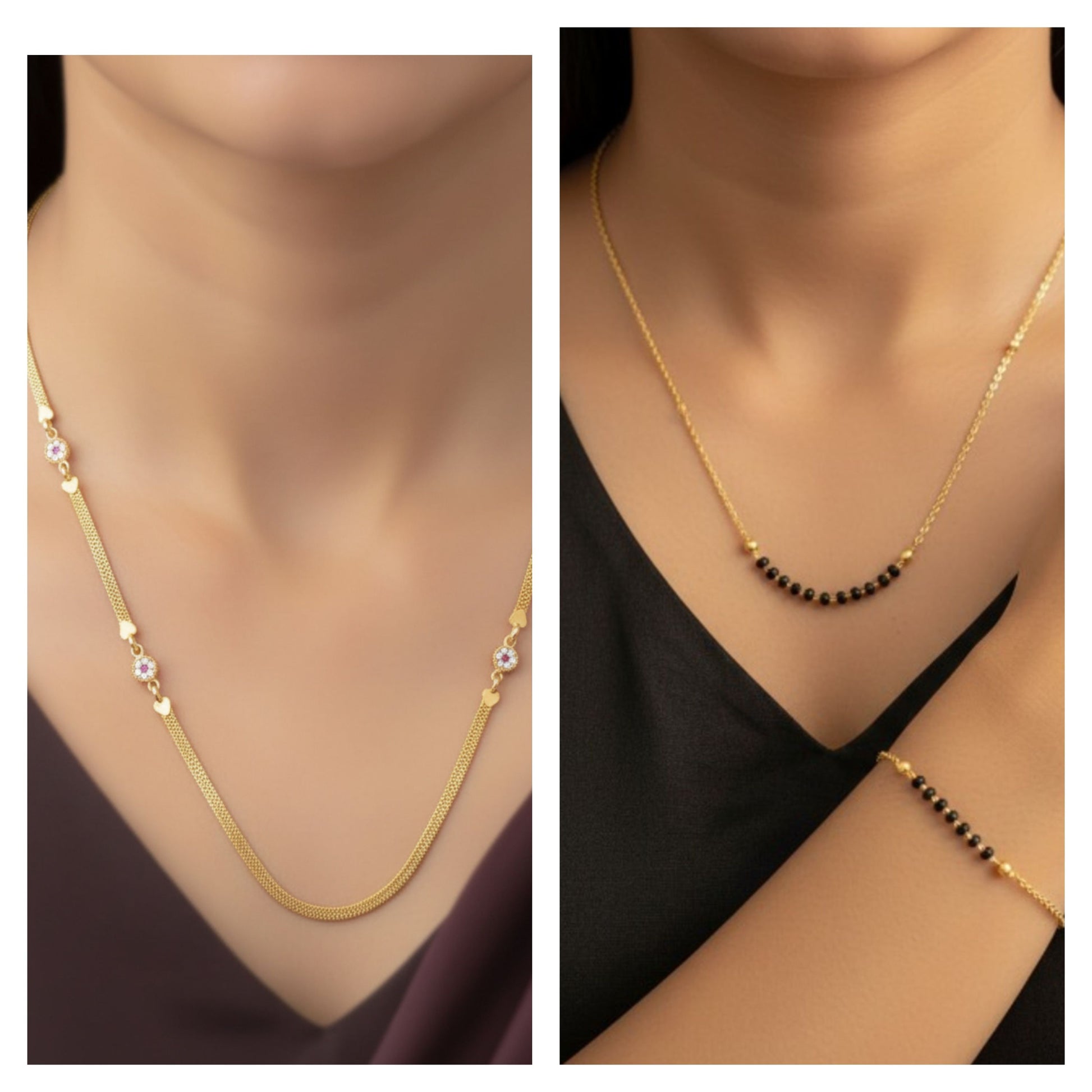 Micro Gold Plated Minimal And Diamond Chain Mangalsutra – Elegant Daily Wear Design