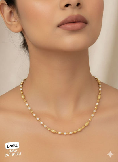 Gold Plated Daily Wear Fancy Pearl Drop 24 Inches Chain