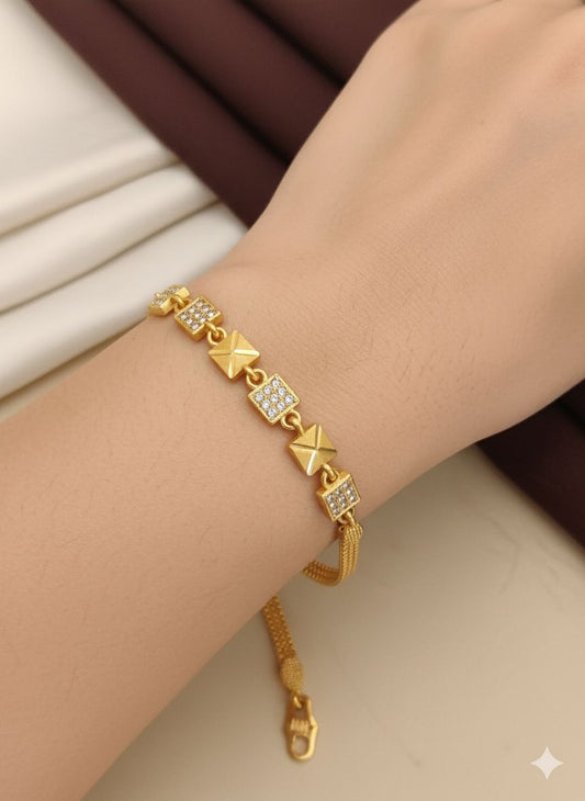 Micro Gold Plated Forming And Diamond Square Bracelet