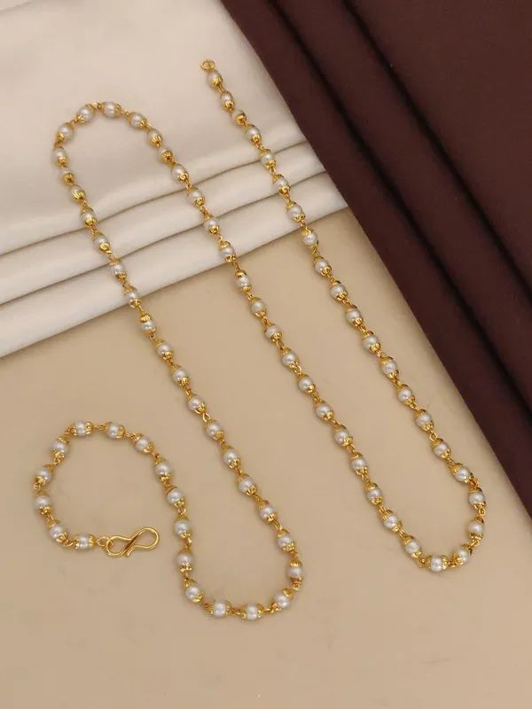 Designer High Gold Plated Pearl Drop Fancy Long Chain
