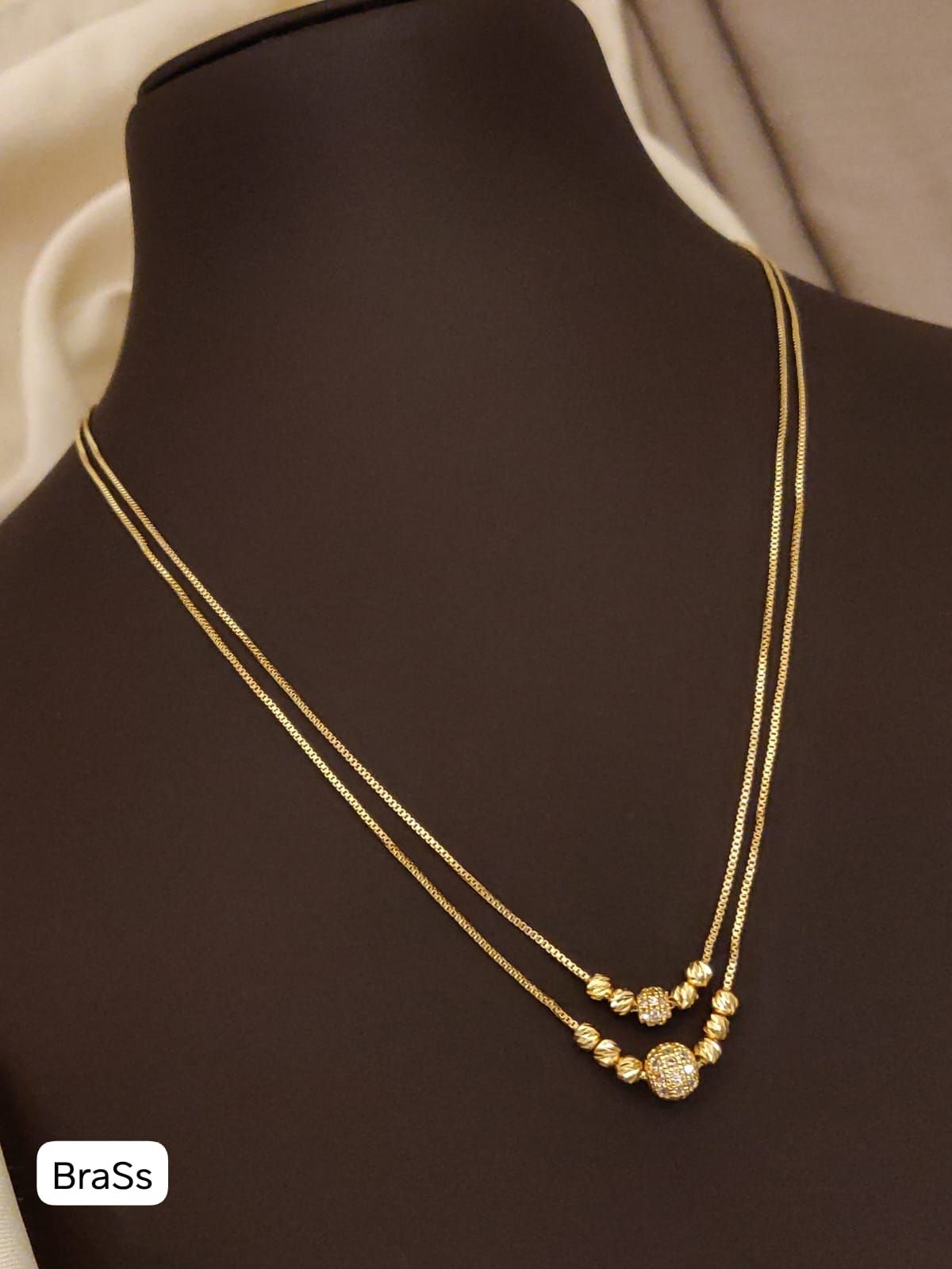 Daily Wear Gold Plated And Diamond  Square Floral Ruby Charm Dual Chain
