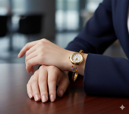 Stylish Gold-Tone Free Size Brass Women’S Watch Bracelet