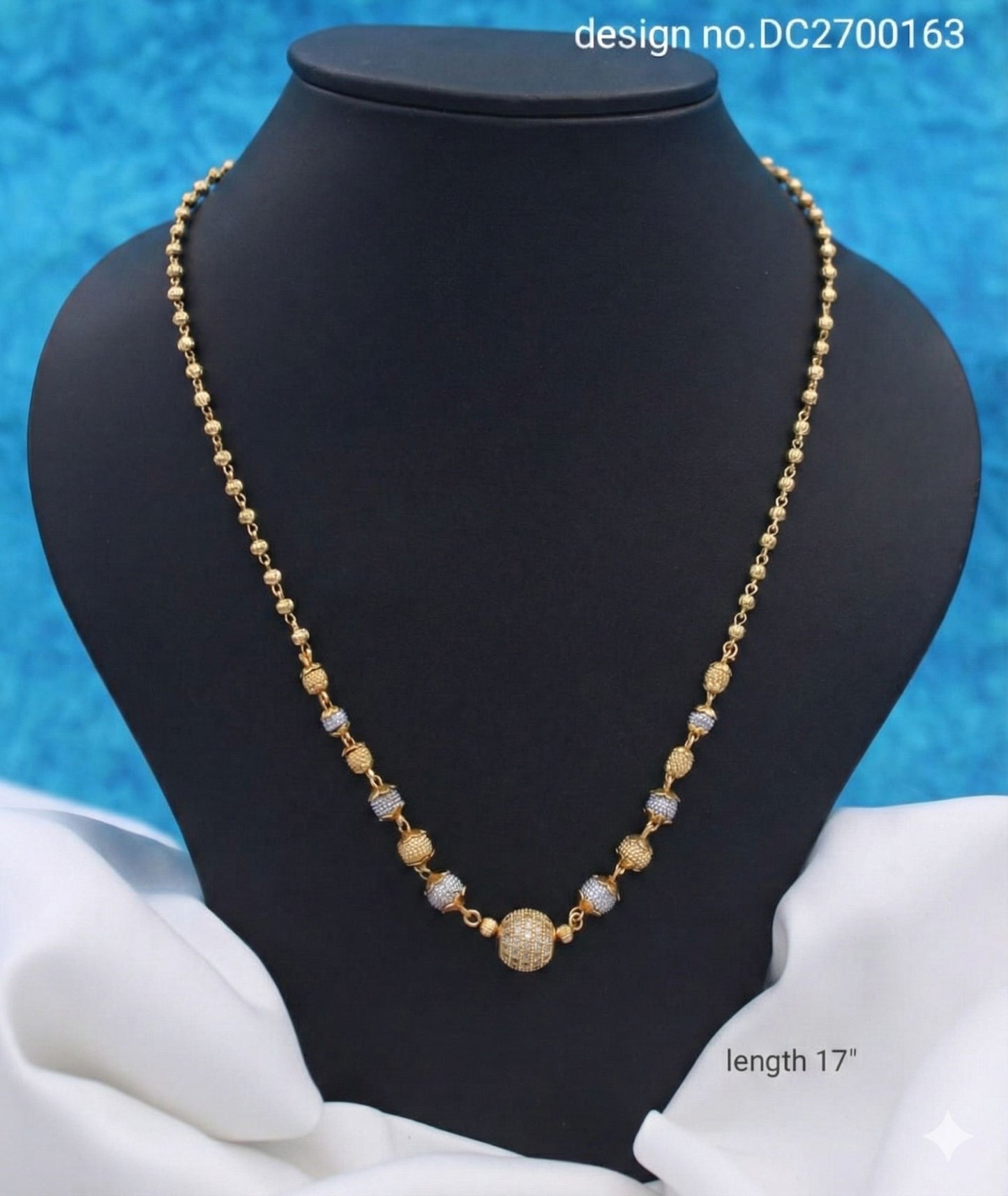 Micro Gold Plated And Diamond Daily Wear Fancy 18 Inches  2 Tone Ball Chain