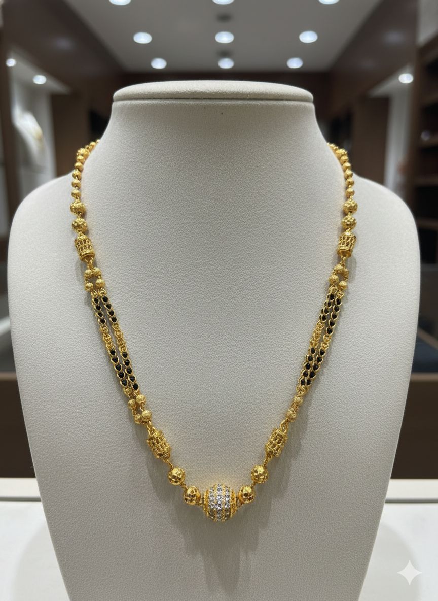 Traditional Elegance Diamond Studded Gold Mangalsutra