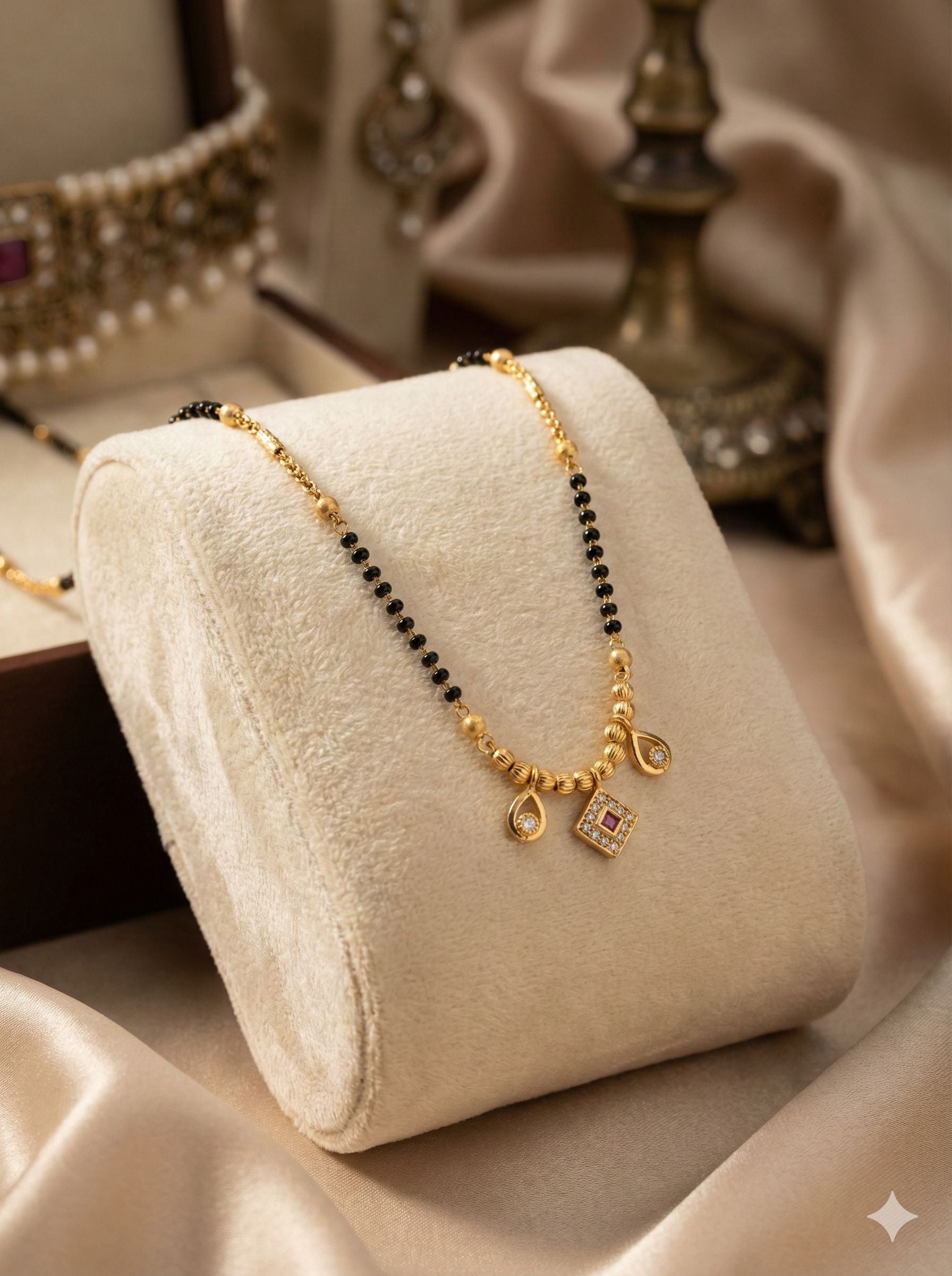Daily Wear Micro Gold Plated And Stone Mangalsutra Necklace