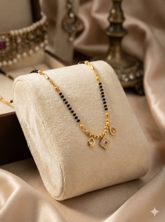 Daily Wear Micro Gold Plated And Stone Mangalsutra Necklace