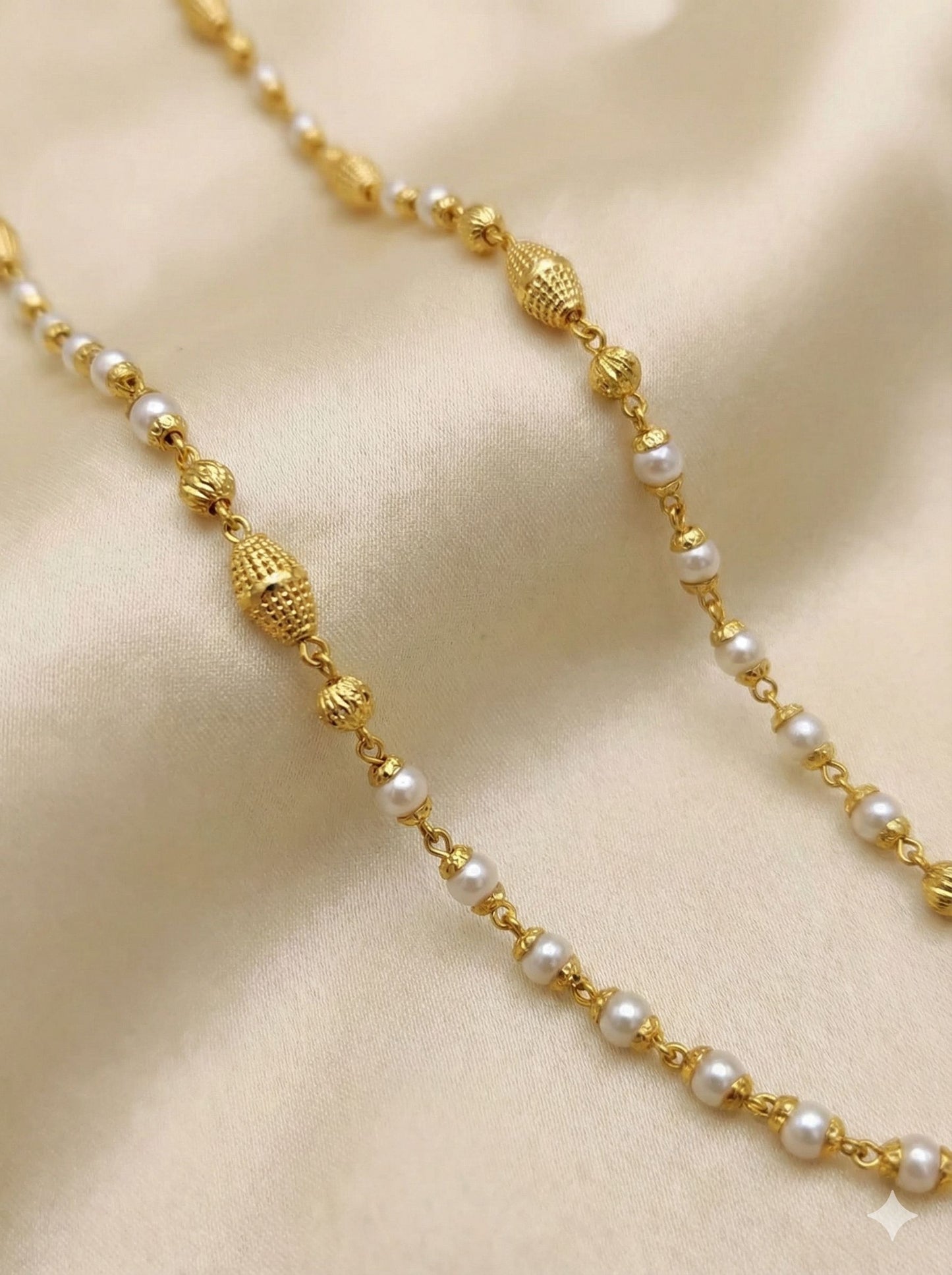 Gold Plated Daily Wear Fancy Pearl Drop 24 Inches Chain