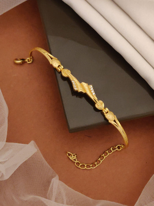 Gold Plated And Diamond Studded Fancy Forming Bracelet