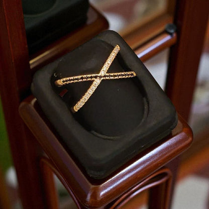 Rose Gold Plated Ad Diamond Studded Fancy Adjustable Broad Ring For Women