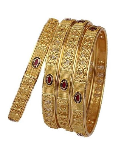 Set Of 4Pc Gold Plated Traditional Meenakari Bangles