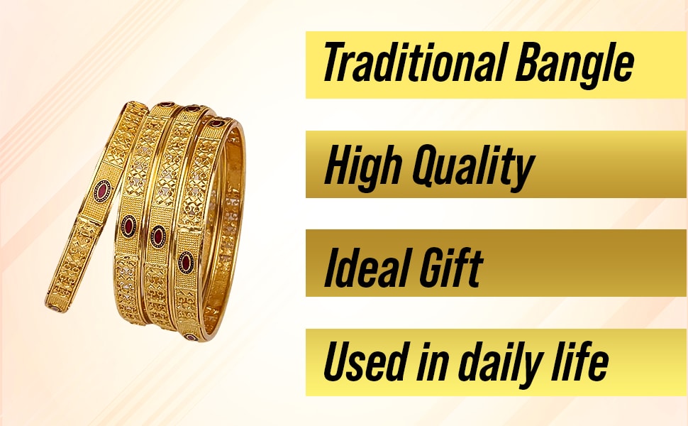 Set Of 4Pc Gold Plated Traditional Meenakari Bangles
