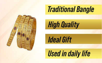 Set Of 4Pc Gold Plated Traditional Meenakari Bangles