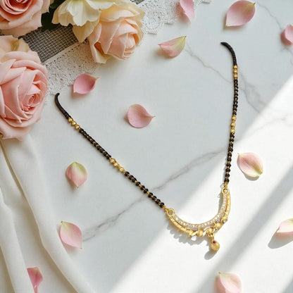 Micro Gold Plated Ad Diamond Studded Fancy Mangalsutra For Women