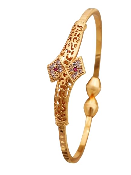 A Stunning High Gold Plated Ad Diamond Trinagle Shape Adjustble Bangle For Women