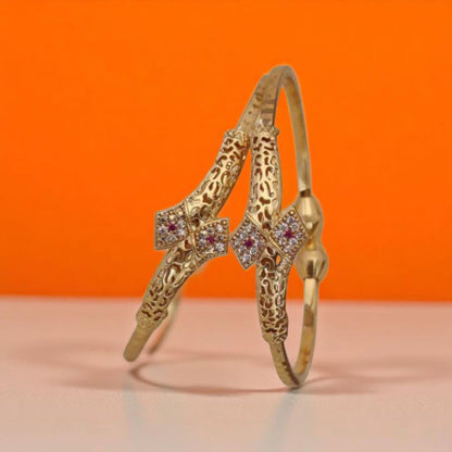 A Stunning High Gold Plated Ad Diamond Trinagle Shape Adjustble Bangle For Women