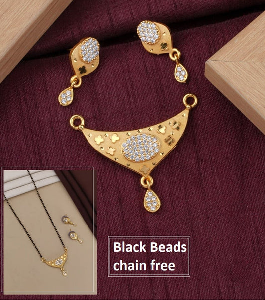 Elegant Floral Design Micro Gold Plated Ad Pendant Set