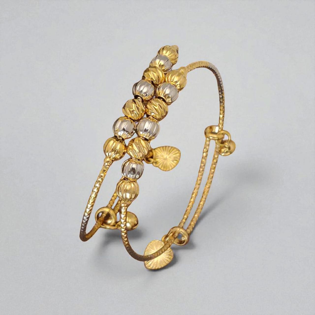 Micro Gold Plated Daily Wear Adjustable Ball Kadli For Women 2 Pcs